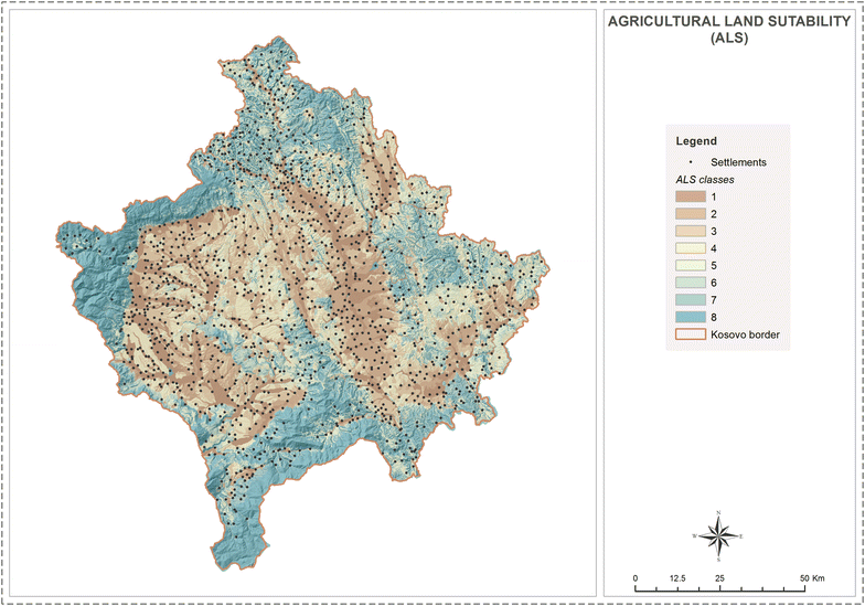 Mapa de idoneidad de suelo agrícola obtenido mediante análisis multicriterio