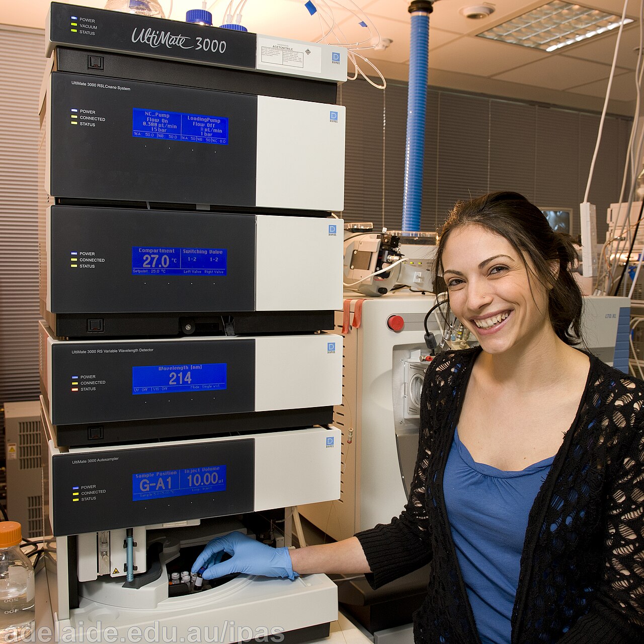 Sistema de cromatografía líquida de alta eficiencia (HPLC) utilizado para la determinación de aflatoxinas