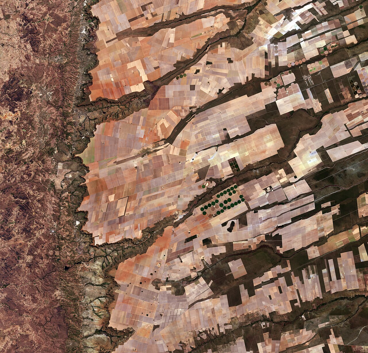 La imagen satelital de Copernicus Sentinel-2 muestra una gran área terrestre